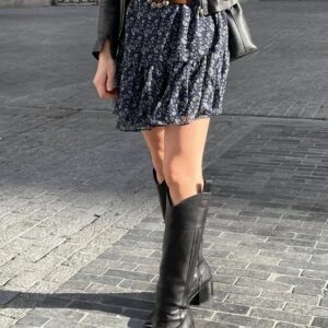 Cizme Dama Piele Neagra, Inalte, Toc Bloc 6.5cm - imagine 4